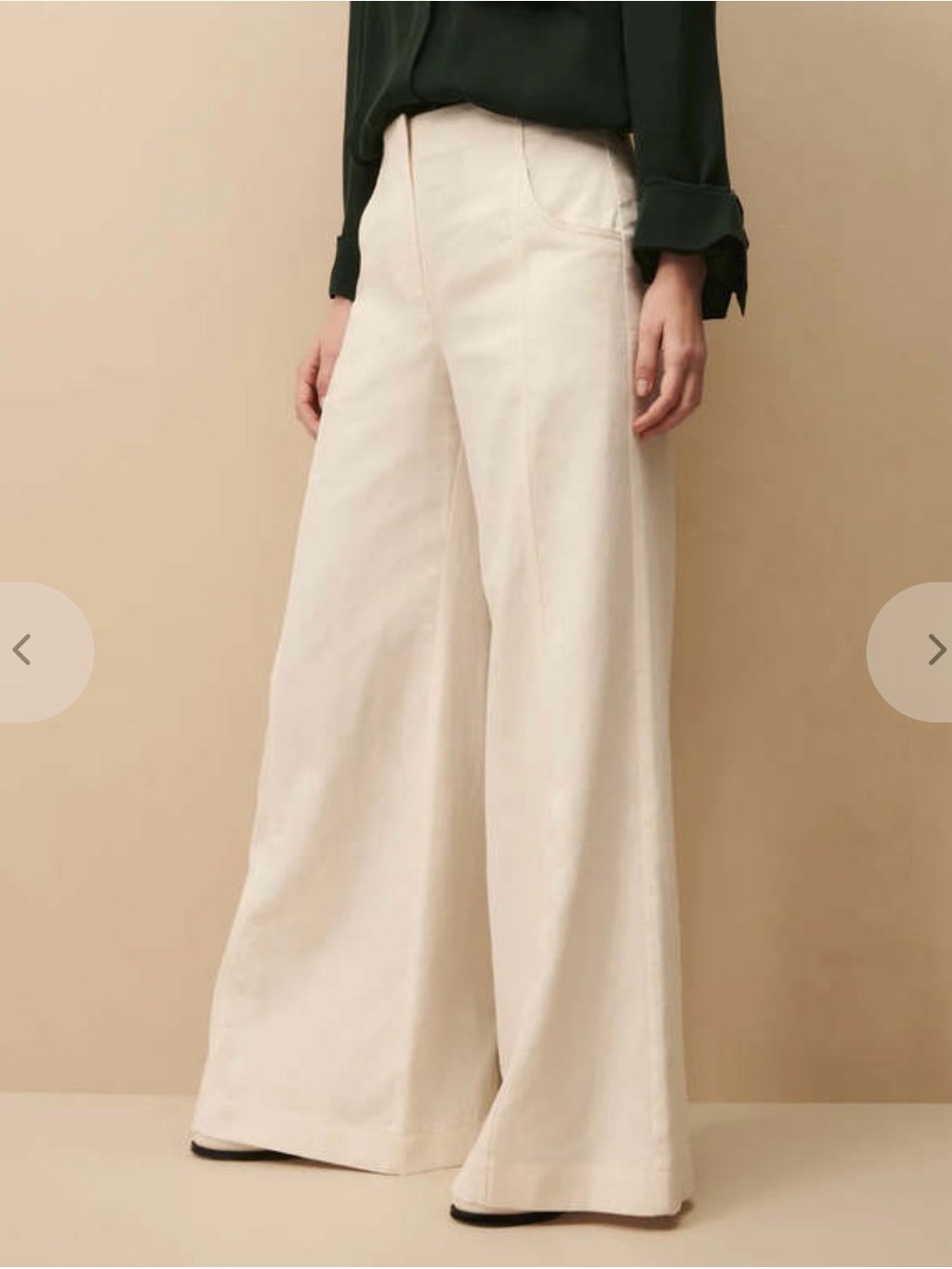 TWP Linen/Cotton, Wide Leg, White Demie Pant